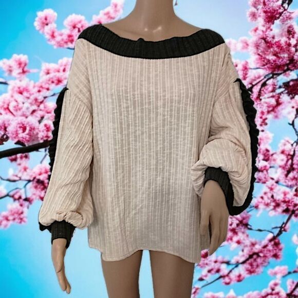 Blue Buttercup Oversized Chenille Top S Relaxed Coquette Romantic Balloon Sleeve - Picture 12 of 16